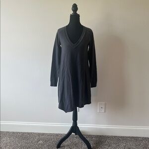 Vkoo Women's Long Sleeve 100% cashmere charcoal gray dress Size small